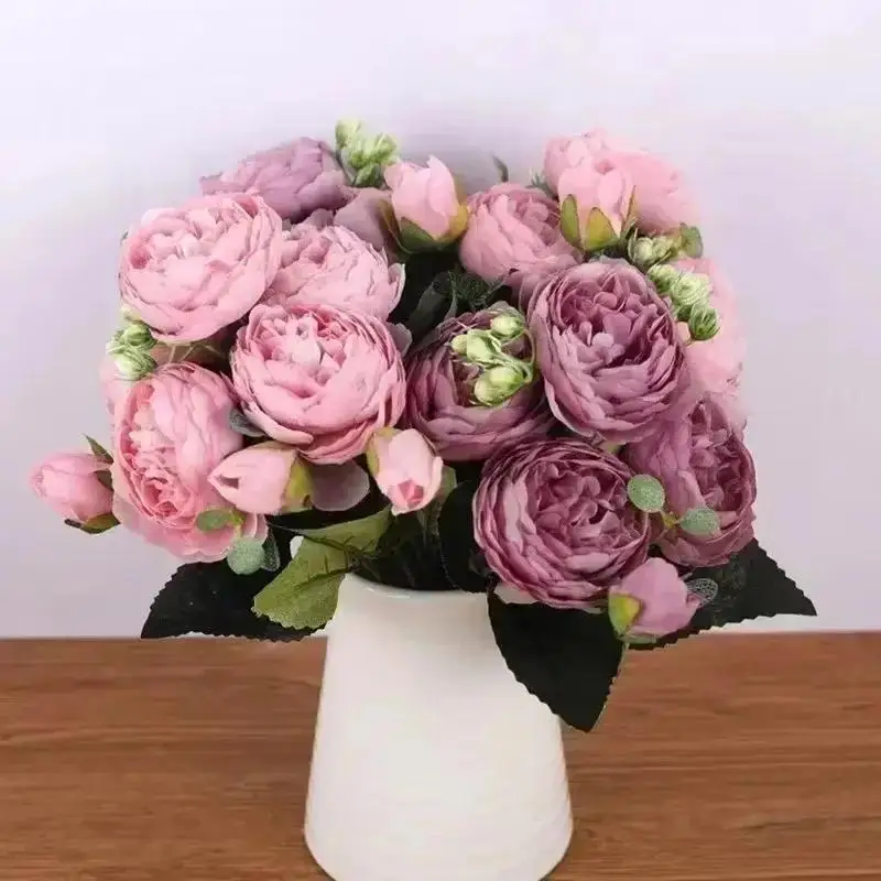 Flor artificial rosa persa para bodas y hogar nórdico - imagen 4