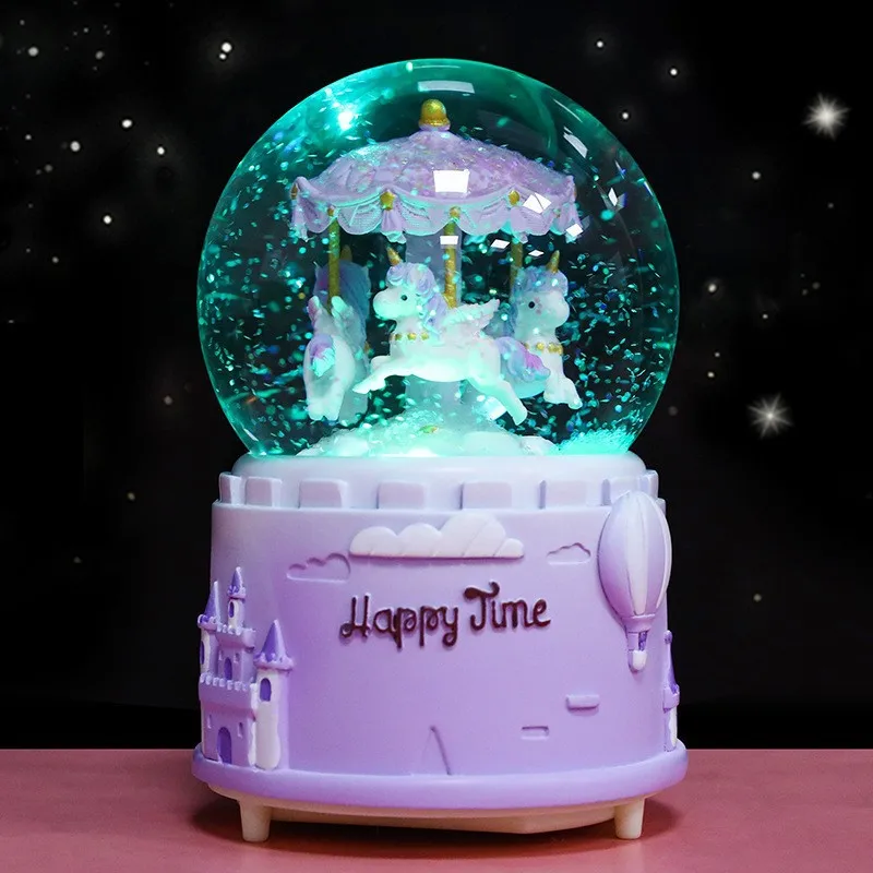 Girls' Gifts Children Girl Ball Snow Carousel Home Decoration Music Box Music Toy Box