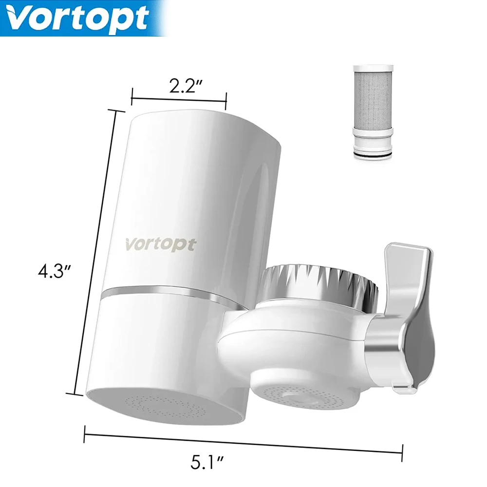 Vortopt Wasserhahn-Filter NSF-Zertifizierter Leitungswasser-Reiniger T1 mit 5 Ersatzkartuschen 400 Gallonen Küchen-Filtrationsset