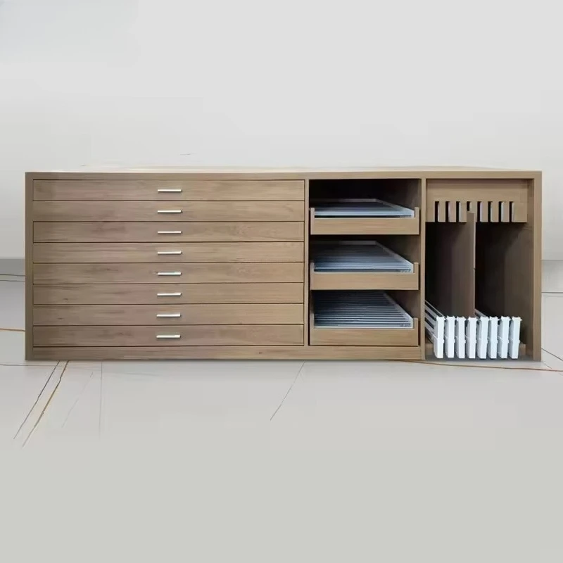&c Boya Customized Wooden+Metal Ceramic Tile Sample Building Stone Quartz Granite Drawer Display Rack Combination Cabinet