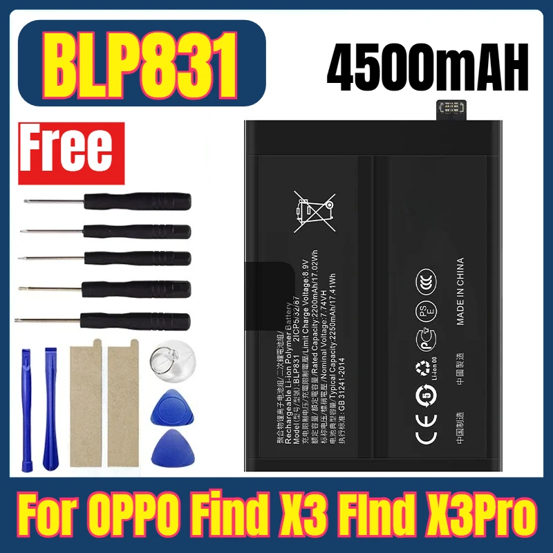 

BLP831 4500mAH Mobile Phone Batteries for OPPO Find X3 FInd X3Pro+Free Tools