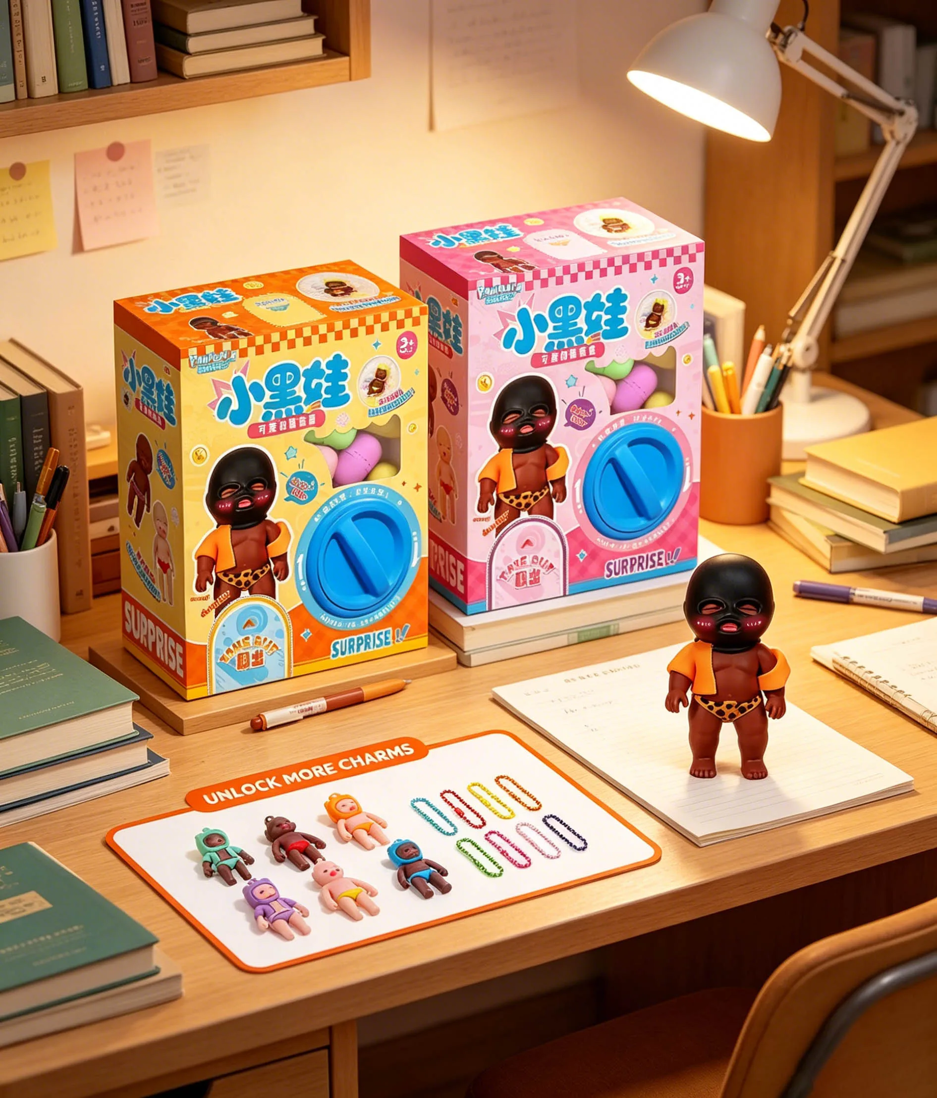 

2026 internet celebrity hot item Natasha blind box black doll squeezing and relaxing small black doll decompression funny blind