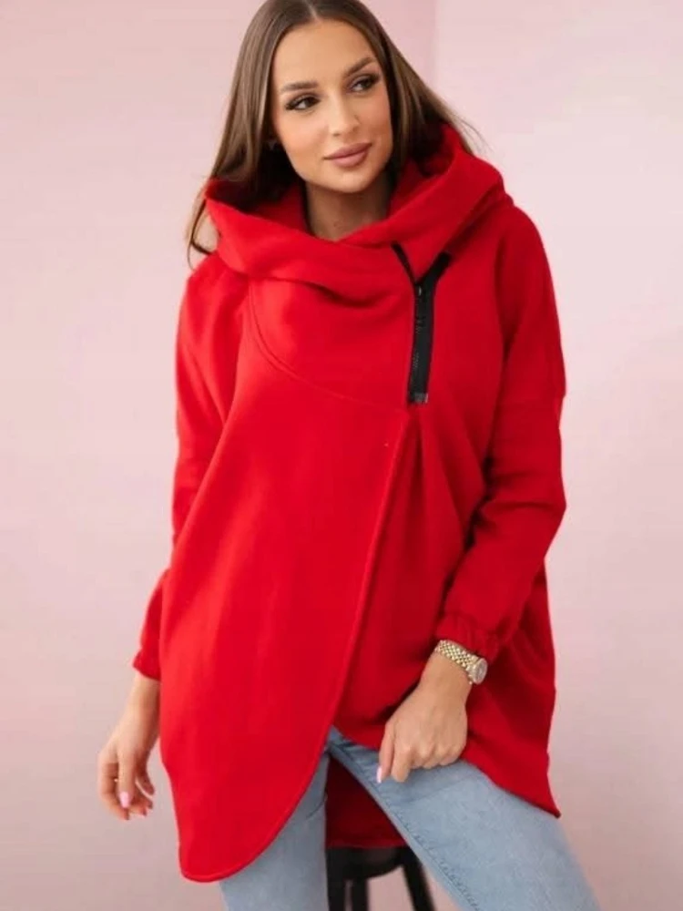 2025 الخريف والشتاء موضة جديدة المرأة الرياضية فضفاضة المخملية هوديي سستة طويلة الأكمام الدافئة والباردة برهان هوديي معطف #6