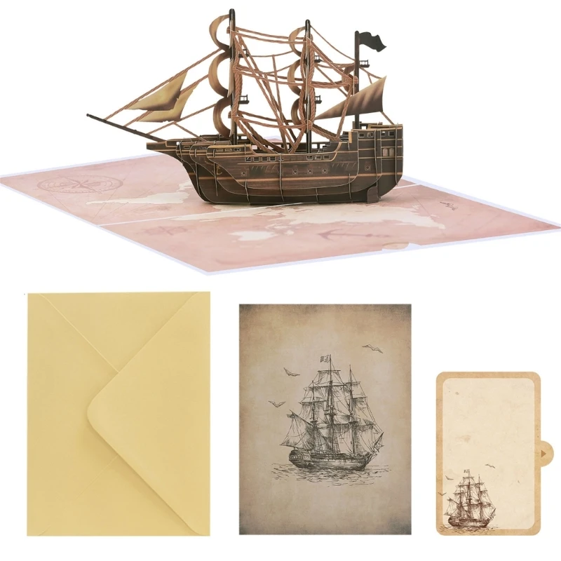 Stilvolle Dankeskarte mit Segelbooten für Hochzeiten, Geburtstage, Partys, Grußkarte mit Umschlag für unvergessliche Anlässe, 3 – Detail 1