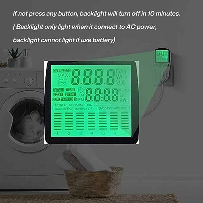 1 PCS Watt Meter Power Meter Plug Electricity Usage Monitor Energy Monitor With LCD Display For Solar System/PV System EU Plug