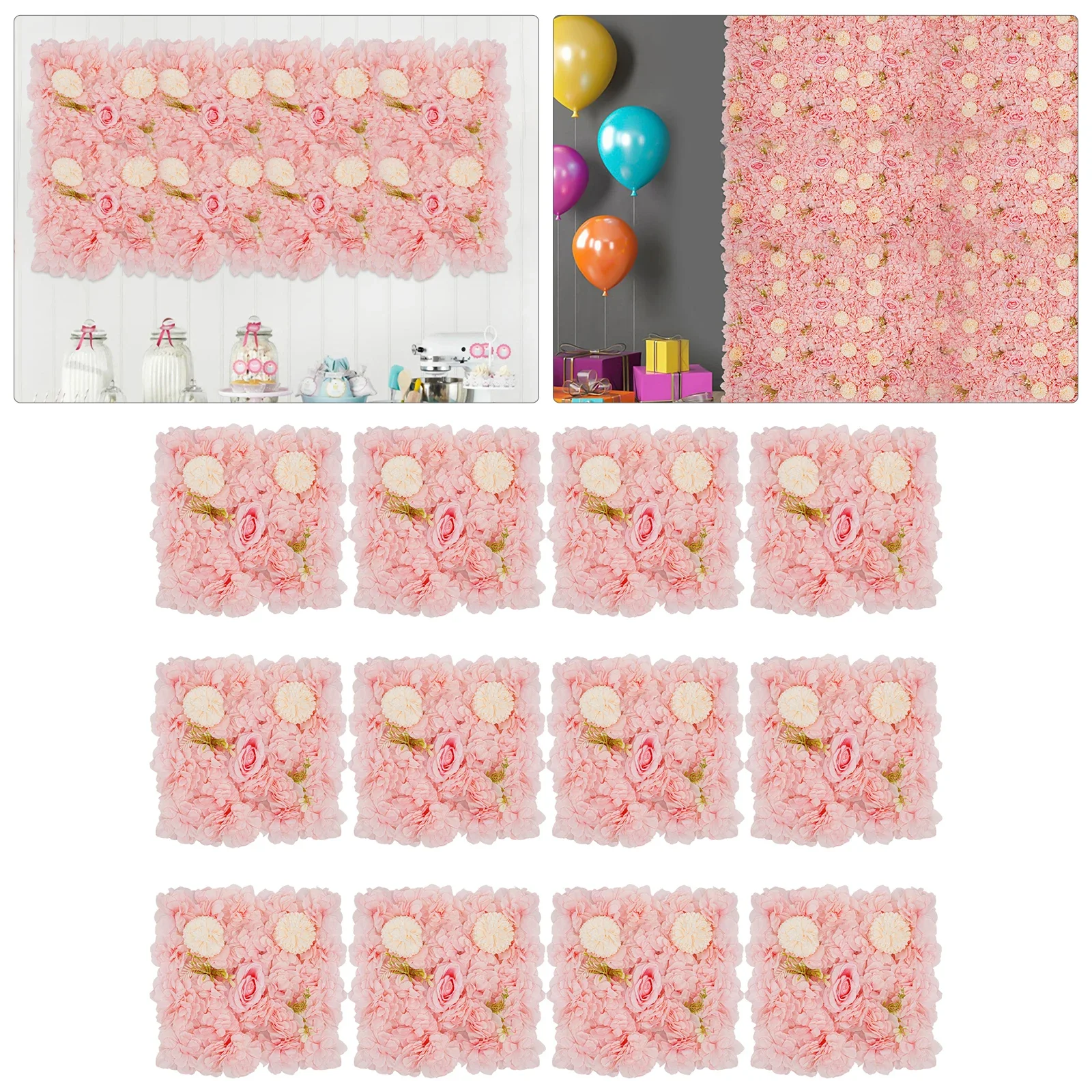 

12Pcs Artificial Flower Wall Panel 3D Floral Backdrop Wall 15" X 15" Flower Wall Decor Flower Backdrop for Party Home Decor NEW