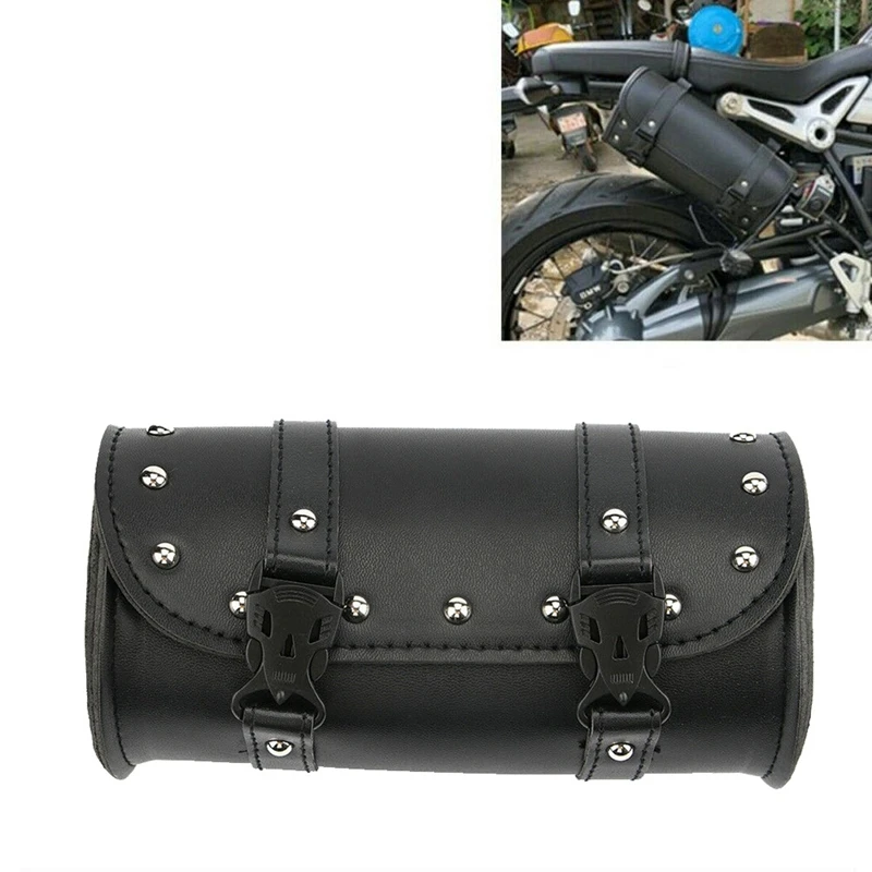 

Universal Black Motorcycle Tool Bag Front Fork Handlebar Saddlebag Roll Barrel Racing Tail Barrel Storage