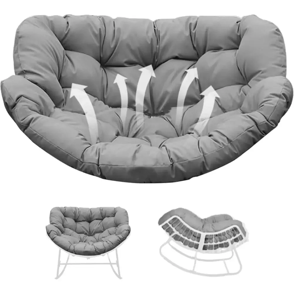 6.3 Outdoor Egg Chair Cushion with Ties, Weather-Resistant for Patio, Porch, Garden, Balcony (Rustic Grey)