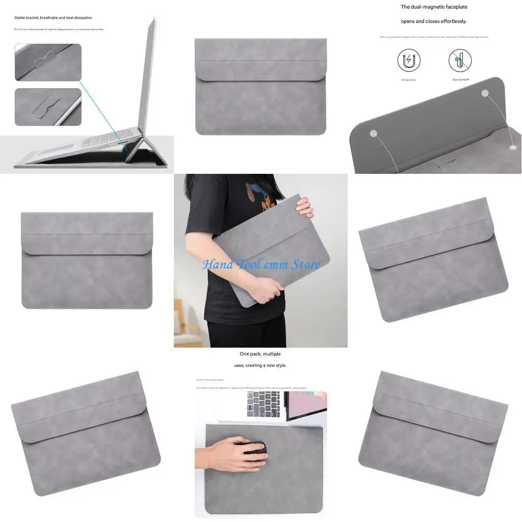 

H37F Elegant Leather Carrying Case For 10/14/15inch Laptops Storage Compartment