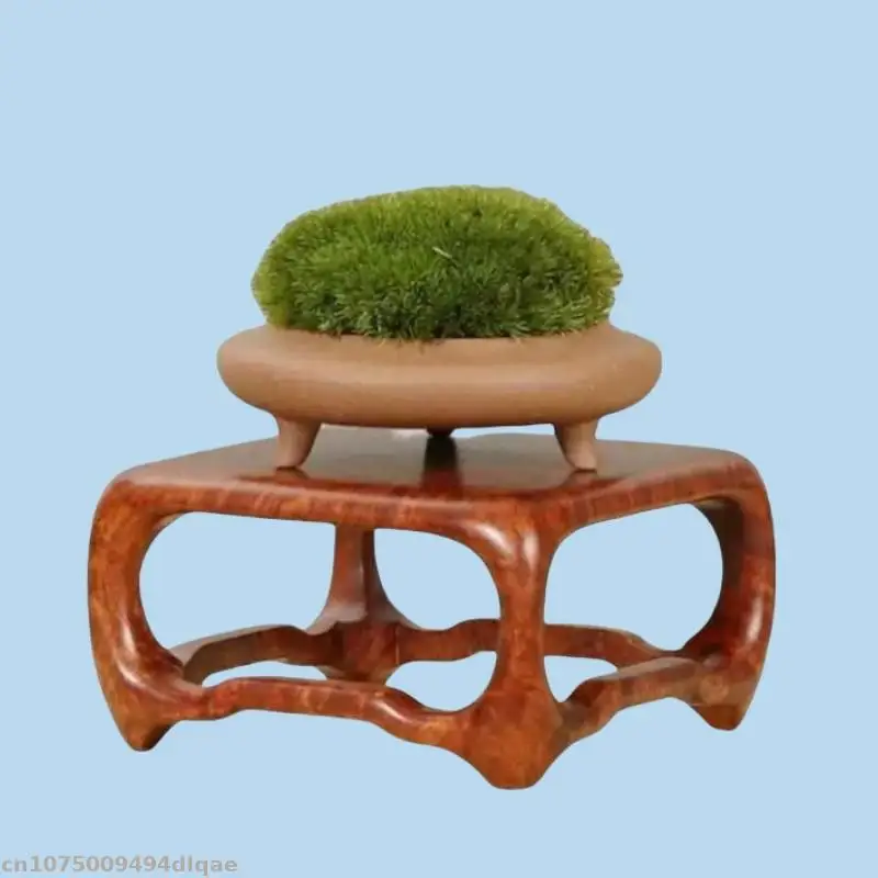 Solid Wood Carving Display Stand Flower Pot Ornament Display Base Lathe Frame Incense Burner Stone Sculpture Display Base