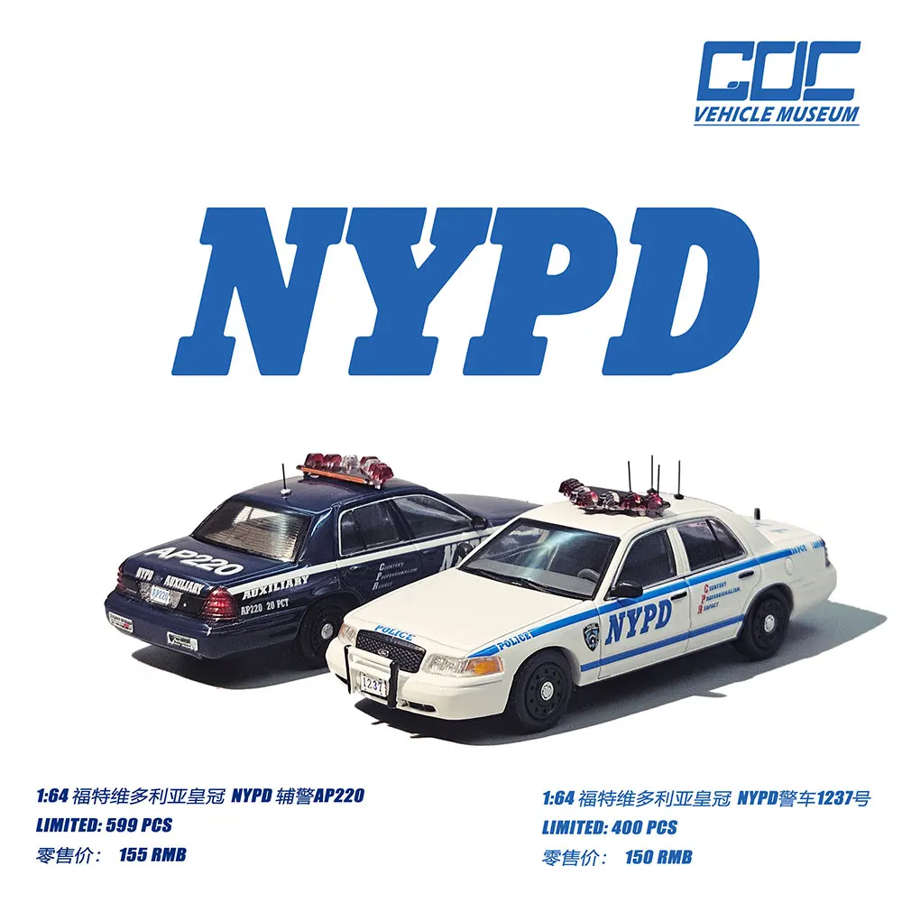 

Модель автомобиля GOC 1/64 CROWN VICTORIA NYPD из сплава, игрушка-подарок для подростков и взрослых, коллекционная модель для хобби
