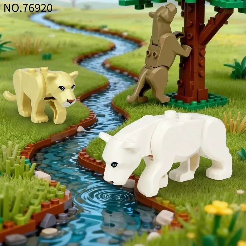 Selling 76919-76920 Lion and Lioness Animal Model Small Particle Building Blocks Toys, Birthday Gifts, the King of the Forest.