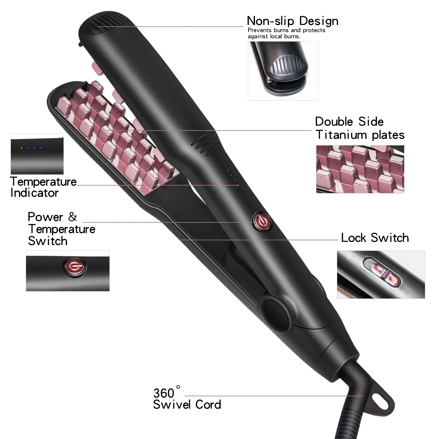 Professional Volumizing Ceramic Hair Iron Classic Hair Volumizing Iron Corrugated Hair Curler Fluffy Curling Iron Styler