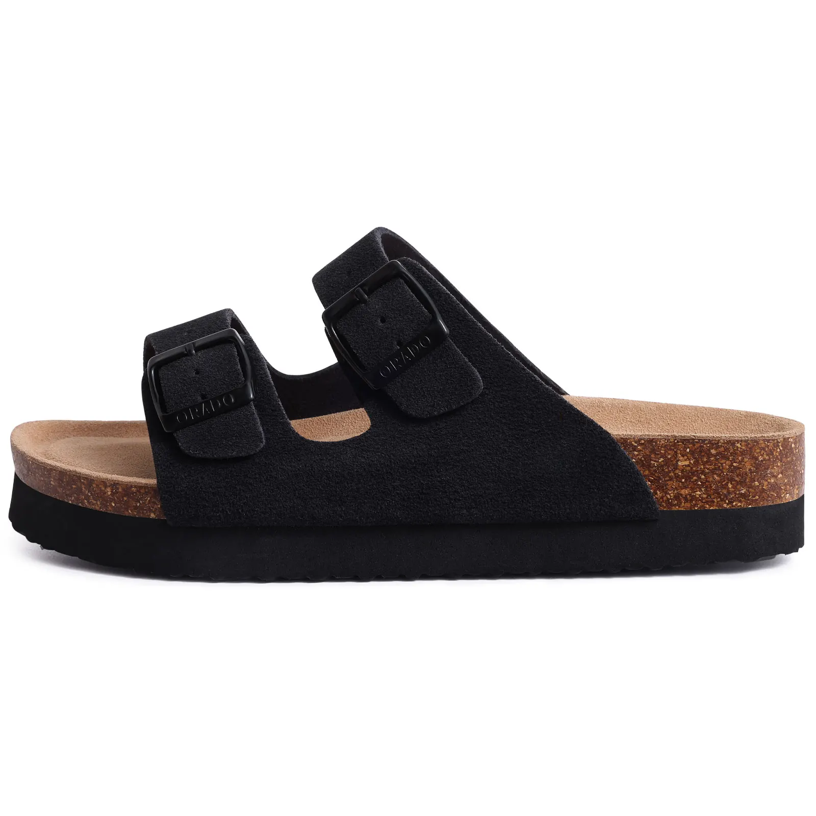 Kidmi New Men Sandals Men Double Buckle Sandals Cork Suede Men Slippers Outdoor Beach Slide Sandals Casual Soft Nonslip Sandals