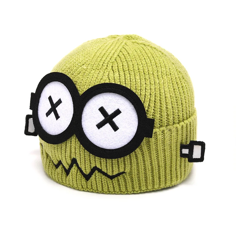 Korean  Funny Robot Wool Hat Women's Autumn and Winter Warm Cartoon Big Eyes Knitted Hat Men's Versatile Cold Hat