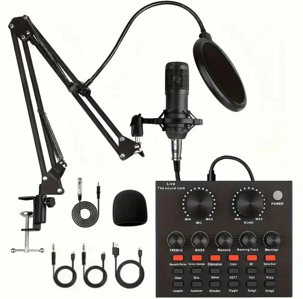 Wholesale V8 Audio Condenser Mic Studio Singing Sound Card With BM800 Microphone Video Splitters & Converters