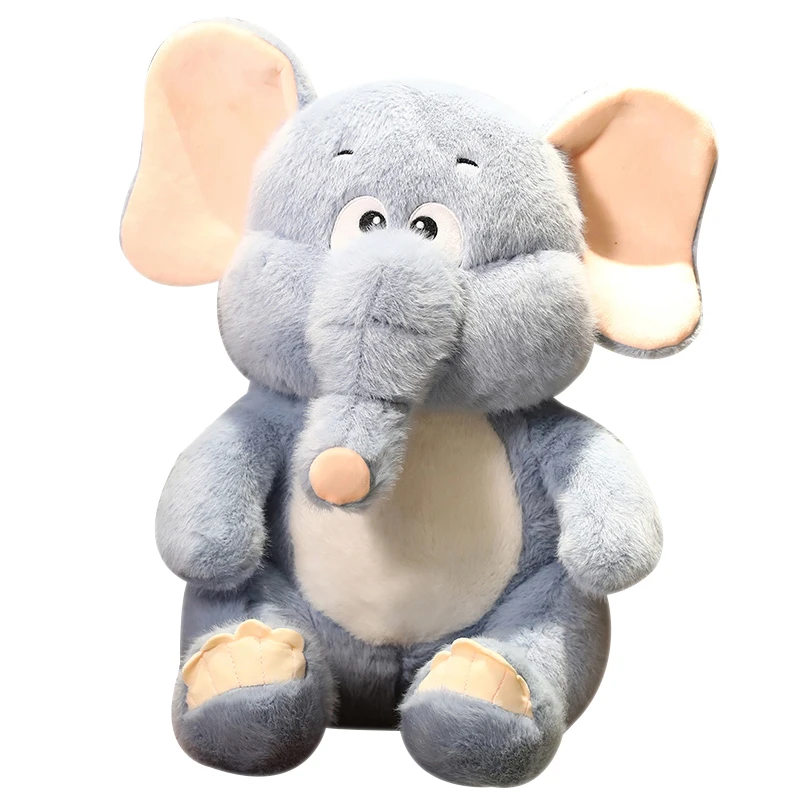 Simulated Cute Giant Plush Elephant Toys Soft Stuffed Fluffly Animals Big Ears Long Hair Baby Appease Dolls for Kids Girls Gifts