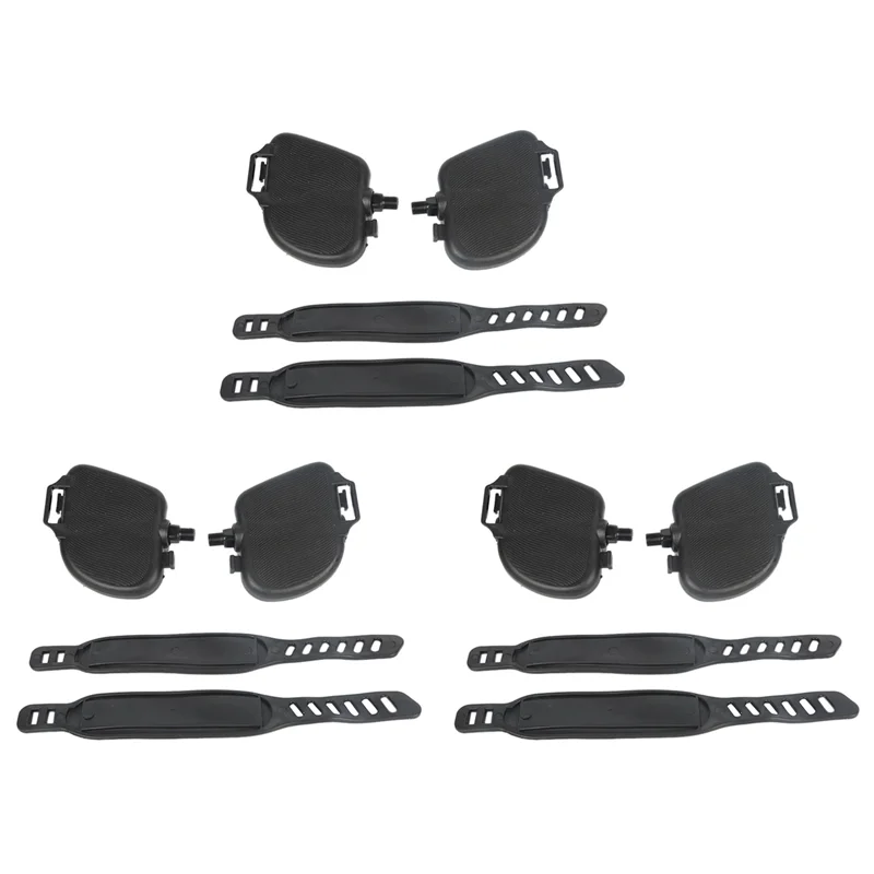 

AA75-3Pair Exercise Bike Pedal Widened Bicycle Pedal With Pedal Straps For Exercise Bike Stationary Cycle Home