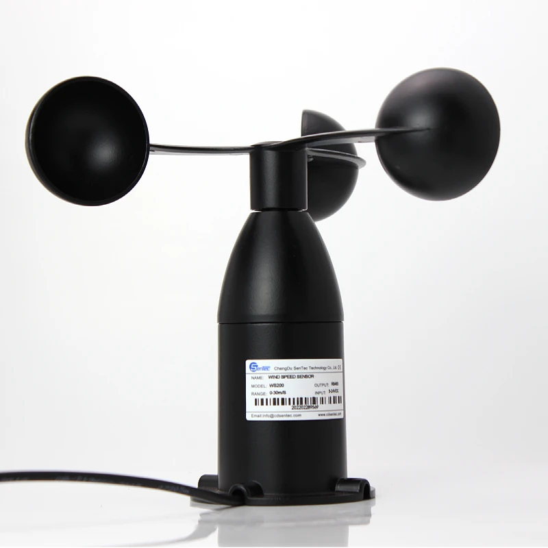 WS200 High Quality 4-20mA Wind Speed Sensor Anemometer with Analog Voltage Output Metal RS485 Modbus 3 Cup Anemometer