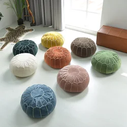 Velvet Moroccan Pouf Candy Color Embroider Craft Japanese Style Tatami Ottoman Creative Futon Footstool Unstuffed Cushion