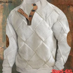 2026 Men's Vintage Patchwork Hoodies Fashion Stand Collar Long Sleeve Casual Pullover Tops Male Streetwear 3D Print Sweatshirts