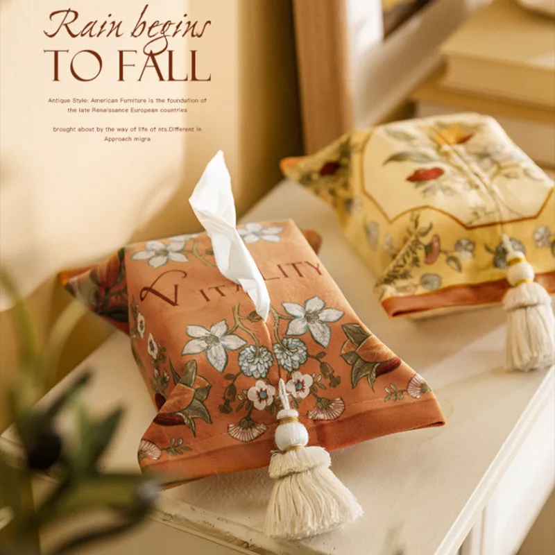 Retro Fabric Paper Holder for Car Living Room Home Use Chic Fabric Tissue Box Cover Multi-functional Fabric Tissue Holder Set