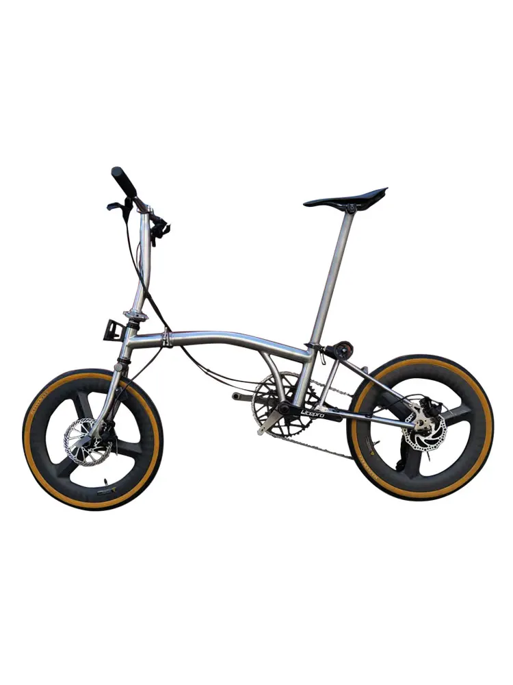 AliExpress NONE Titanium Folding Bike NO Logo 20 Inch 11 Speed Disc Brake Portable Tri Fold Frame 53T 20" Wheel Foldable City Bicycle