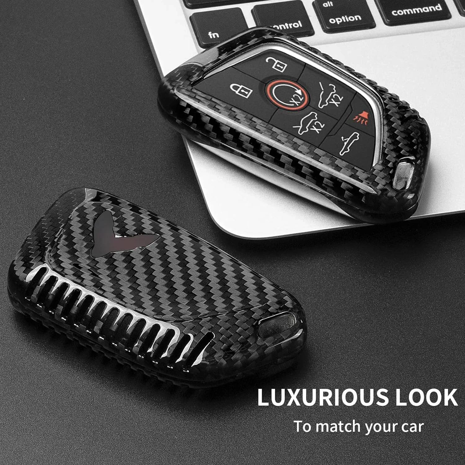 For Corvette C8 Key Fob Cover 2023 Carbon Fiber Key Shell For Chevrolet Corvette C8 Stingray Z06 Z51 Coupe Smart Key Accessories