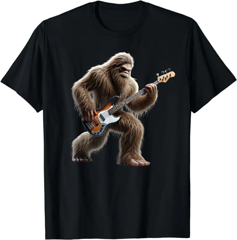 Bigfoot Playing a Electric Guitar Rock on Sasquatch Big Foot T-Shirt ,Unisex Summer Luxury Brand Oversize