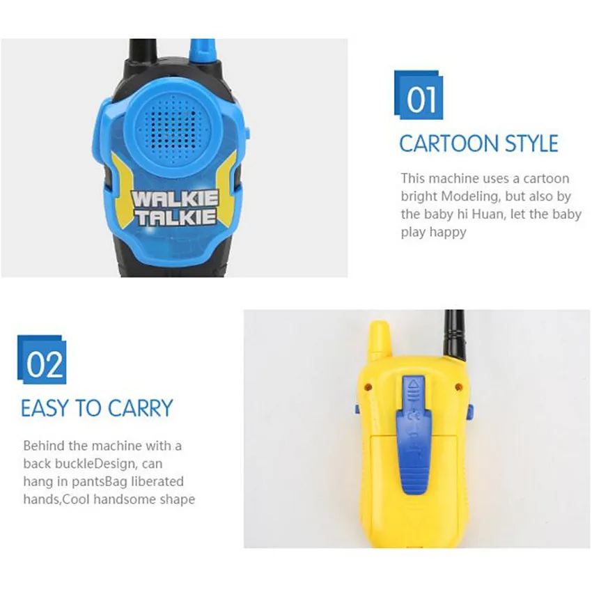 2 Stuks 50M Speelgoed Walkie Talkies Mini Draagbare Kinderen Elektronische Handheld Tweeweg Radio Kinderen Outdoor Interphone Speelgoed voor Kinderen