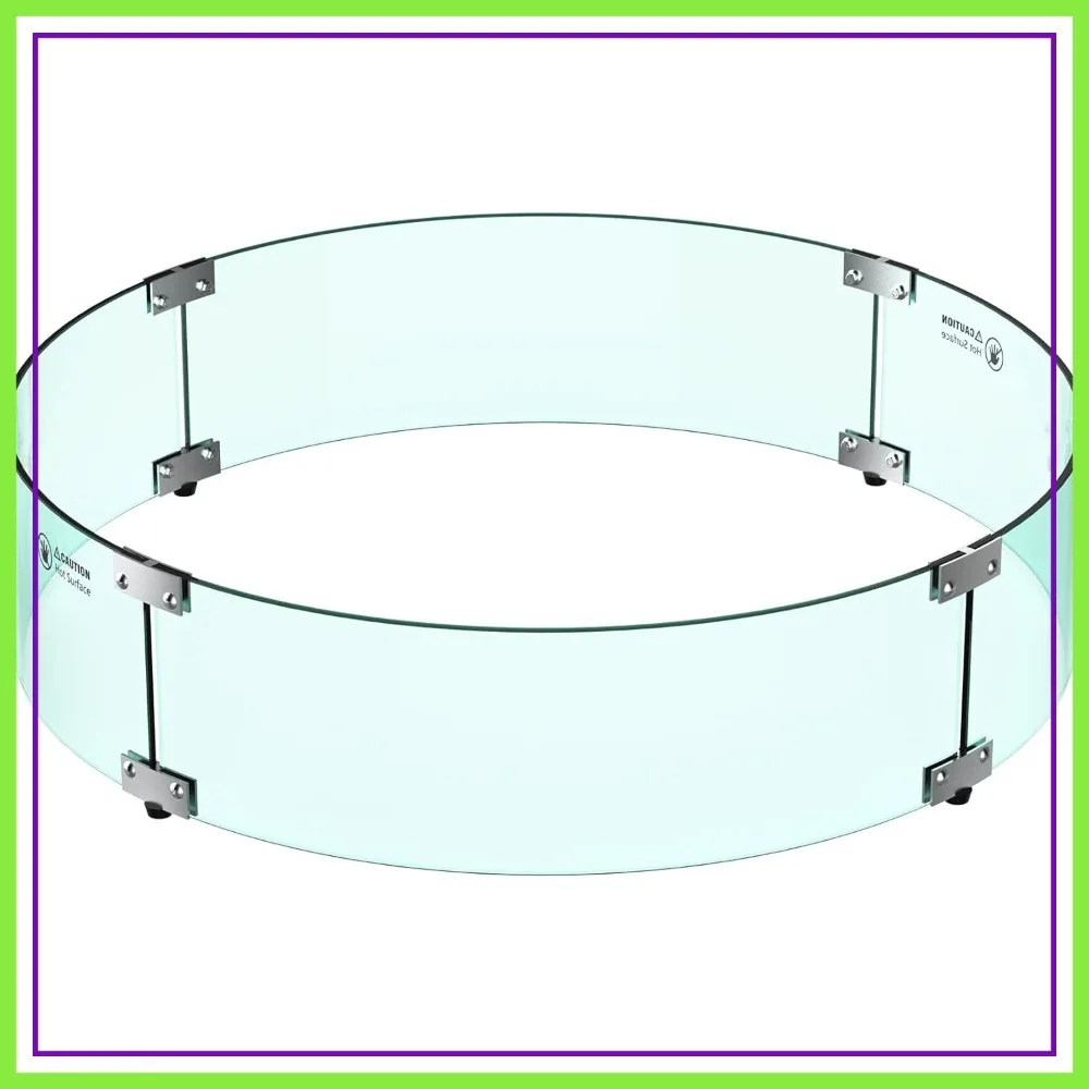 

29" Round Glass Wind Guard for Fire Pit, Upgraded Thick Tempered Glass Panel with Hard Aluminum Corner Bracket & Feet