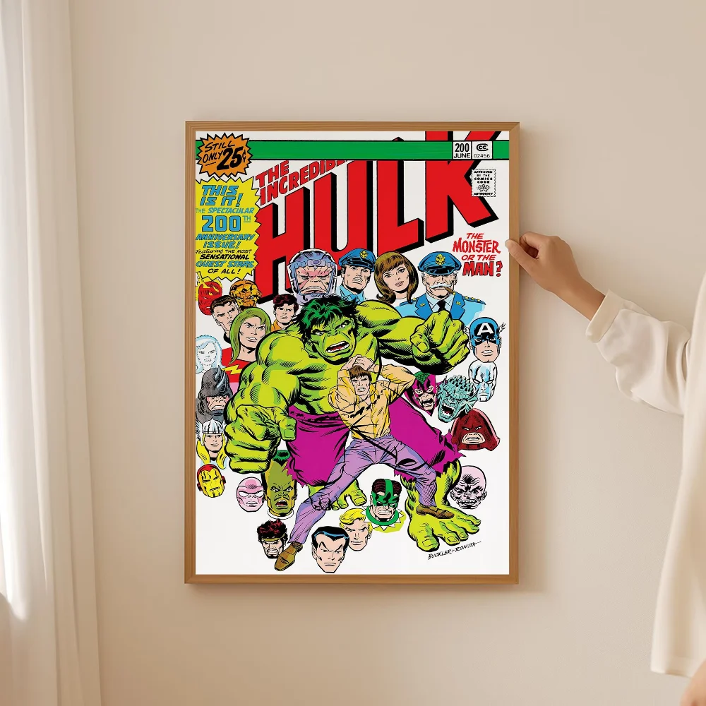 خارقة HULK ريترو كاريكاتير المشارك لزجة جدار الفن الطباعة غرفة المعيشة المنزلي غرفة نوم بار ديكور جمالي