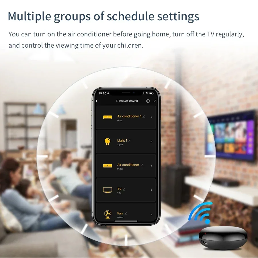 Tuya WiFi Smart IR Universal Remote Control Compact and Portable APP Control Connects to Air Conditioner TV Works with Alexa