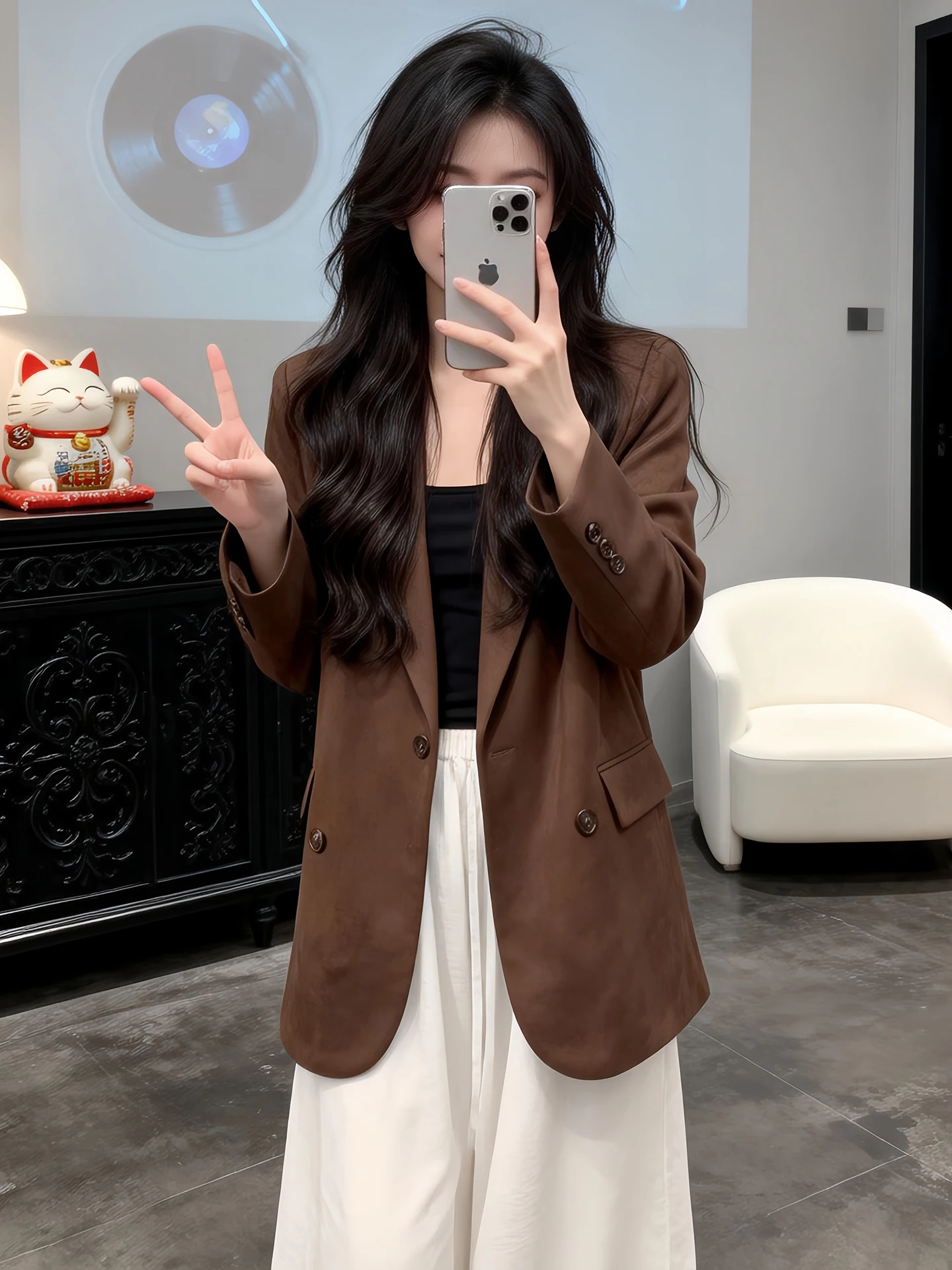 

Женский пиджак в стиле ретро в гонконгском стиле, элегантная качественная короткая верхняя одежда, модная и стильная свободная куртка с длинными рукавами для повседневной носки