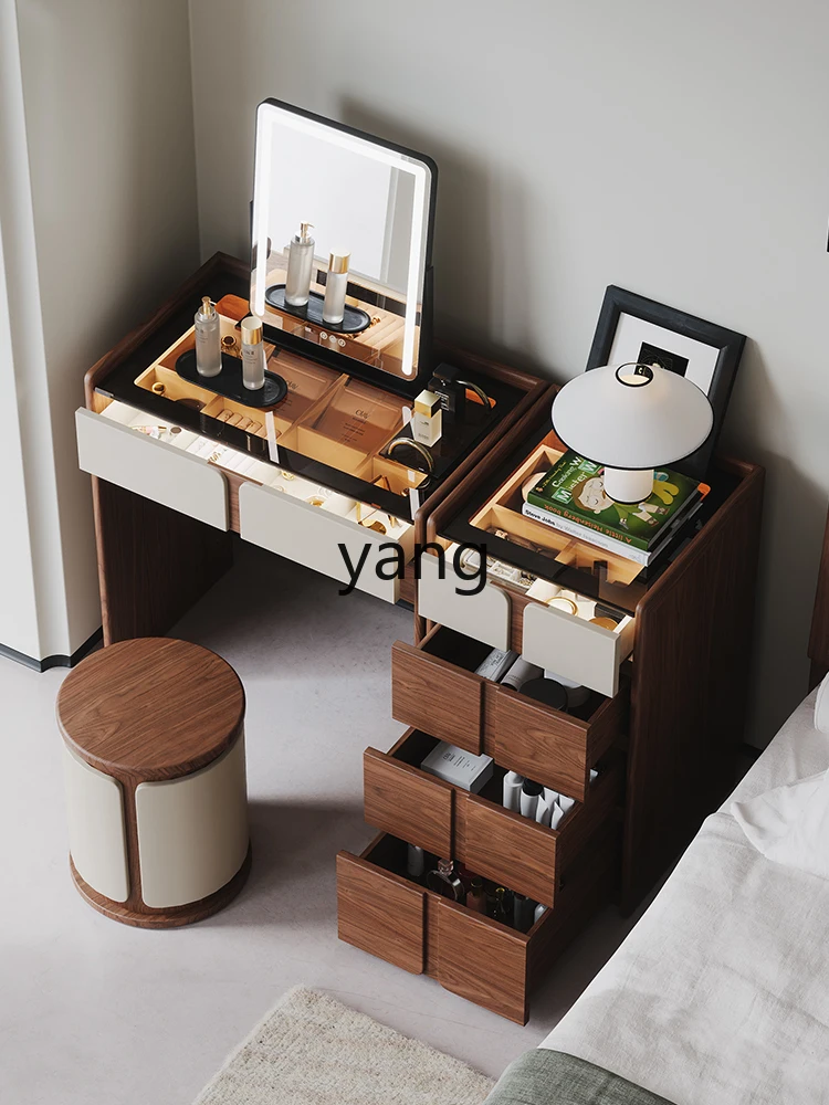 LTT جميع خزانة الملابس المصنوعة من الخشب الصلب بلون الجوز الأسود وغرفة النوم الرئيسية وطاولة مكياج بسيطة ومكاملة #3