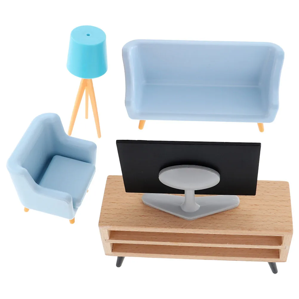 مجموعة واحدة من أثاث غرفة المعيشة المصغر، ديكور صغير رائع، قابل لإعادة الاستخدام، آمن وموثوق، واقعي، ديكورات منزلية صغيرة