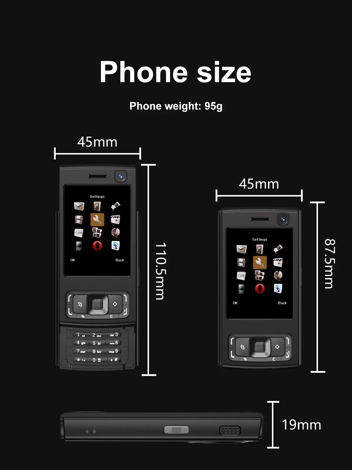 N95 Pro 2G Mini CellPhone 2.0inches Dual SIM Daul Standby GSM Mobile Phone Flashlight FM Radio Bluetooth Stylish Slider Phone