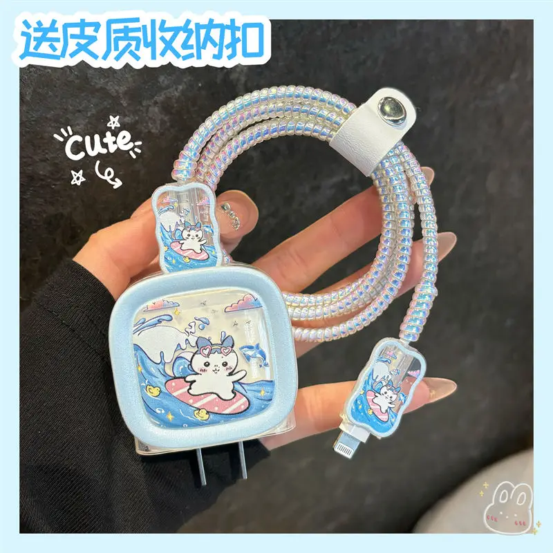 

New MINISO Chiikawa hachiware anime cartoon suitable for iphone 20W charger protective cover soft shell anti-fall cute girl gift