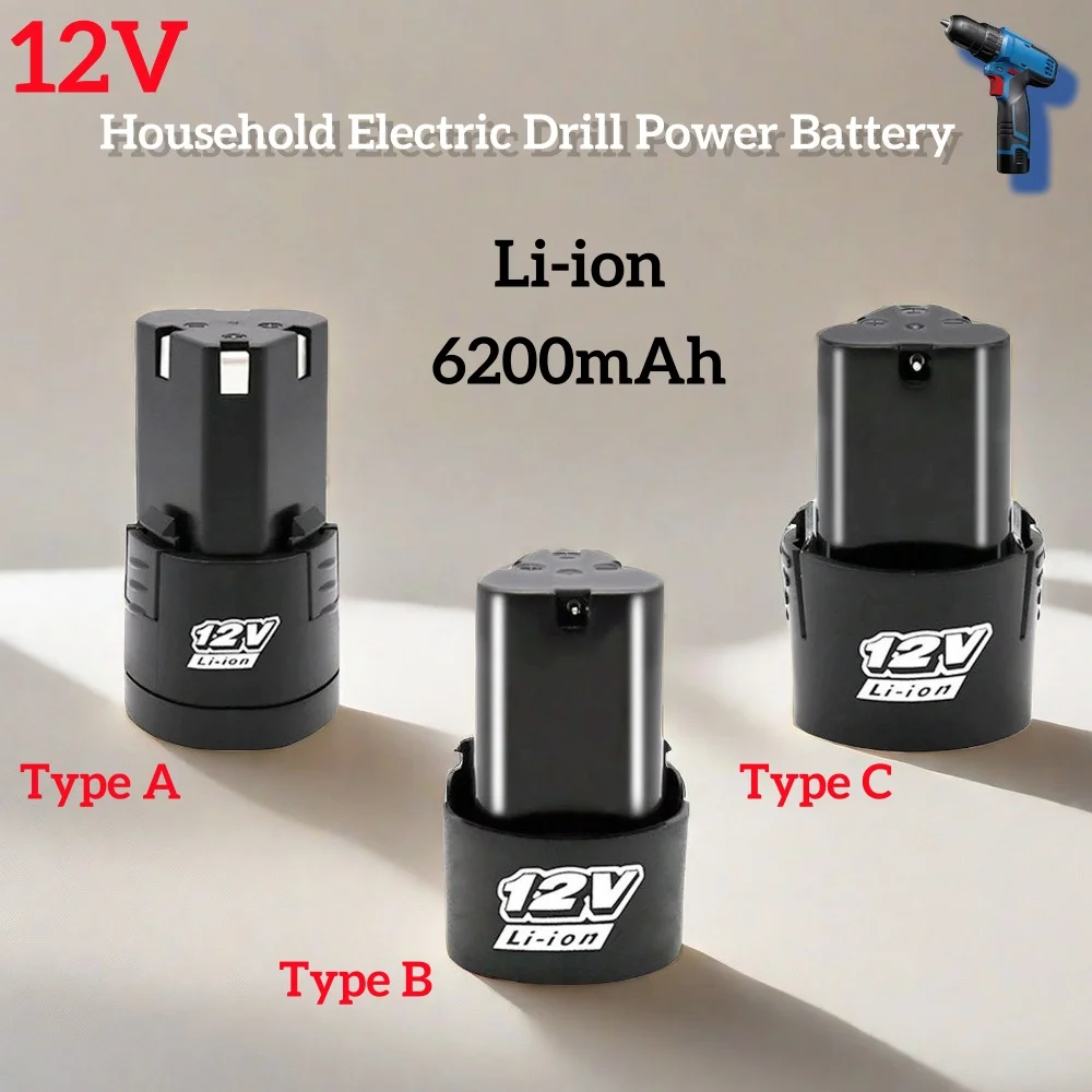 Universal 12V 6200mAh Rechargeable Li-ion Battery For Electric Tools Electric Drill  And Screwdriver For Battery Replacement