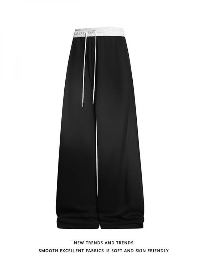 

American Sle Men's Fitn Sports Pants Winter Heavy Du Drapey Wide Leg Casual Straight Leg Sweatpants mid Waist Cotton