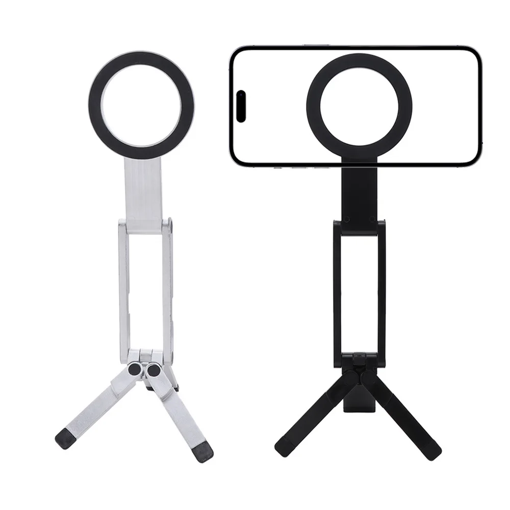 

Foldable Magnetic Phone Tripod Creative ABS Single-sided Magnet Tripod Ultra-thin Adjustable Desktop Phone Stand for Home