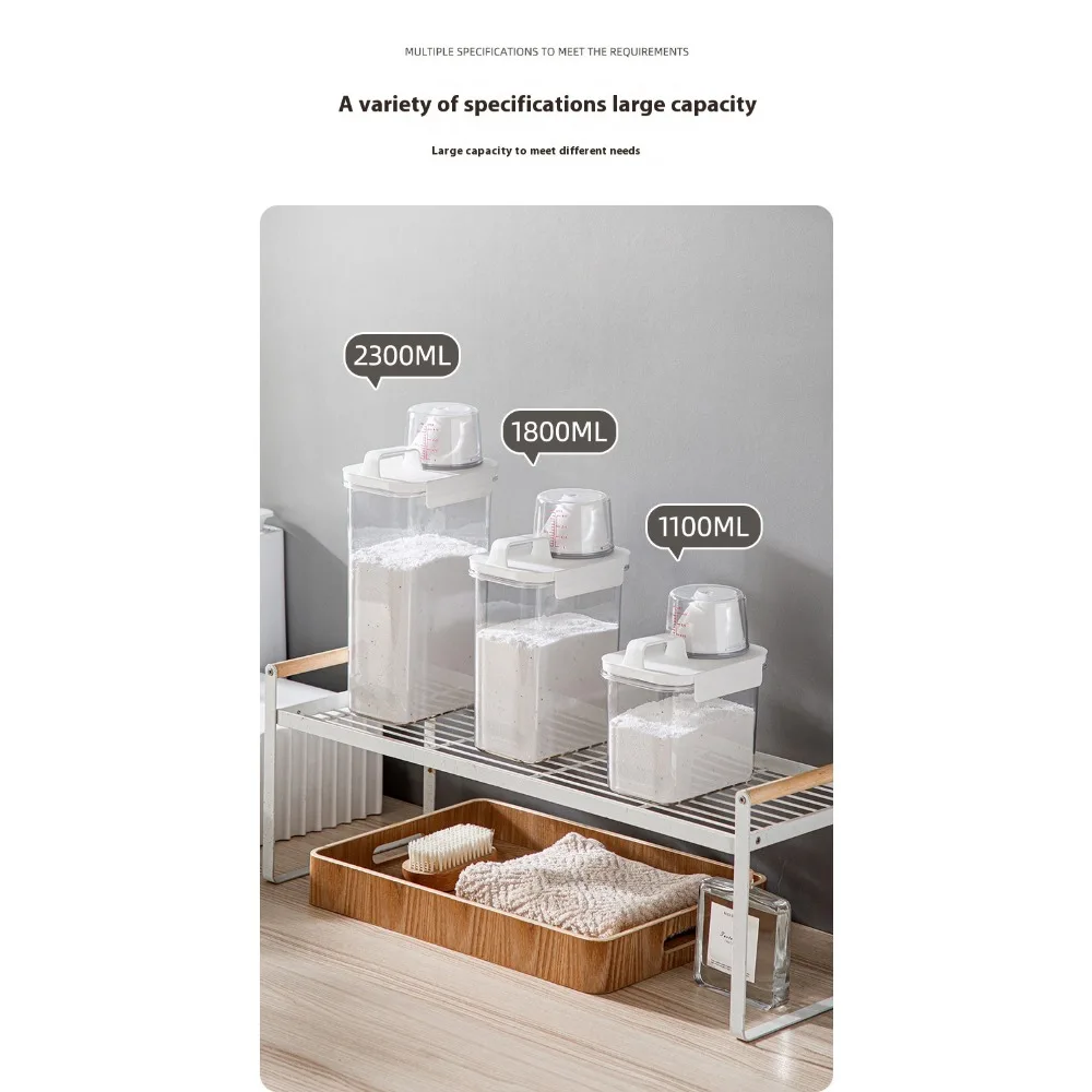 Refillable Airtight Laundry For Powder Softener Bleach Storage Container Clear Washing Powder Container With Measuring Cup