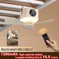 Ceiling Fans With Light Portable Ceiling Fans Light High Capacity Battery 7200mAh Silent Fans Remote Control for Camping Tent