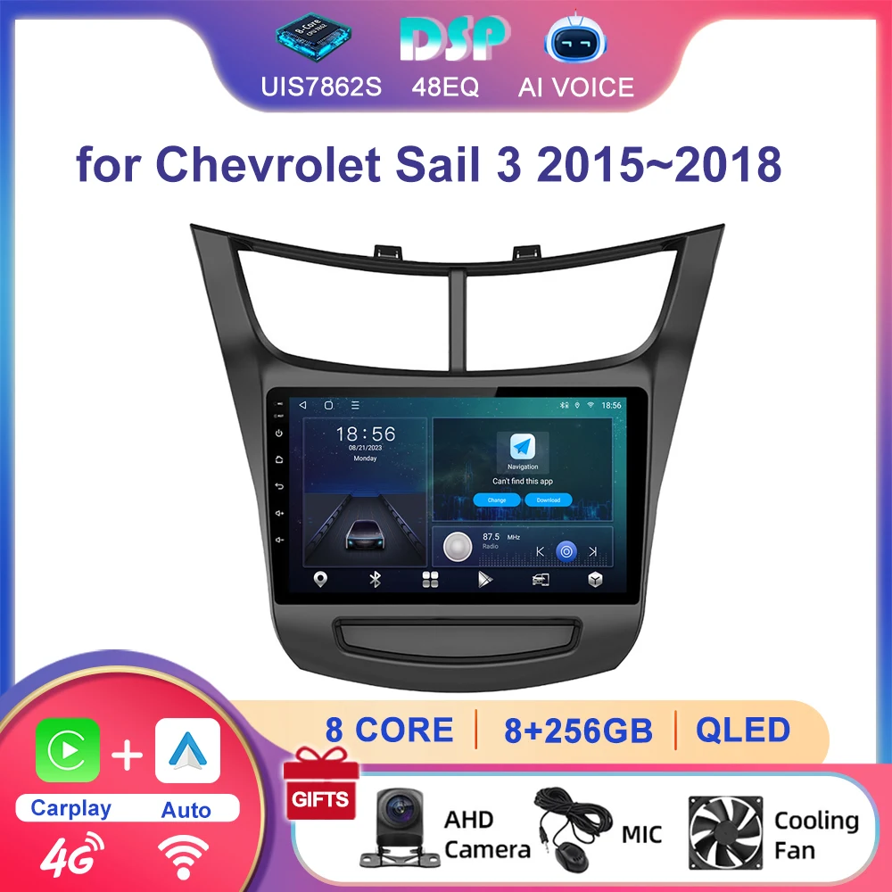 

9 Inch Car GPS Audio WIFI BT Android Auto Carplay DSP RDS Stereo Video Multimedia Player Radio for Chevrolet Sail 3 2015~2018