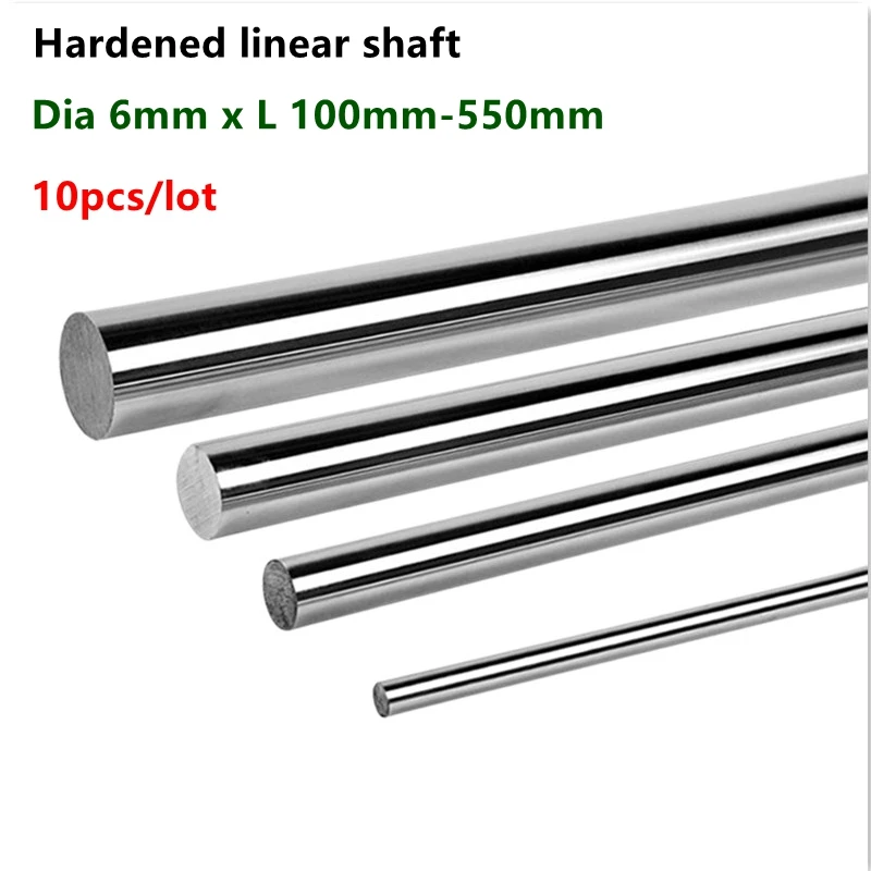 10pcs linear shaft rod Dia 6mm x length 150 200 250 300 330 350 400 450 500 550 mm Cylinder Chrome plated Liner Rods round bar