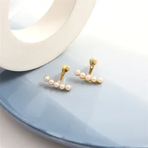 Wukalo-Louro Color Heart Pearl Earrings for women, elegant jewelry for girls, Korean fashion accessories, wholesale, new, 2024 8 Main Wholesale Sales - №4