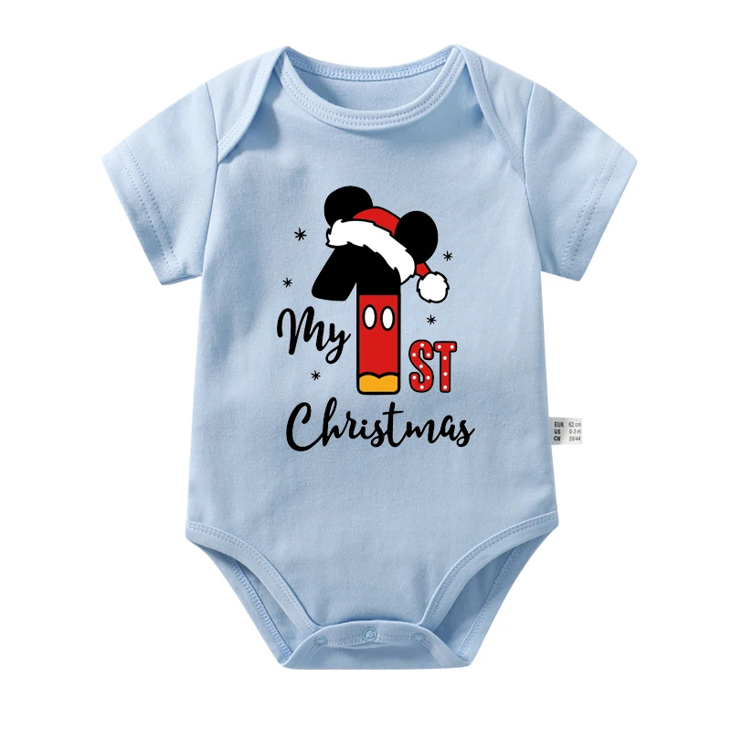 My First Christmas Newborn Baby Bodysuits Micky Mouse Christmas Rompers Cotton Cartoon Boys Girls New Year\'s Outfits Xmas Gift