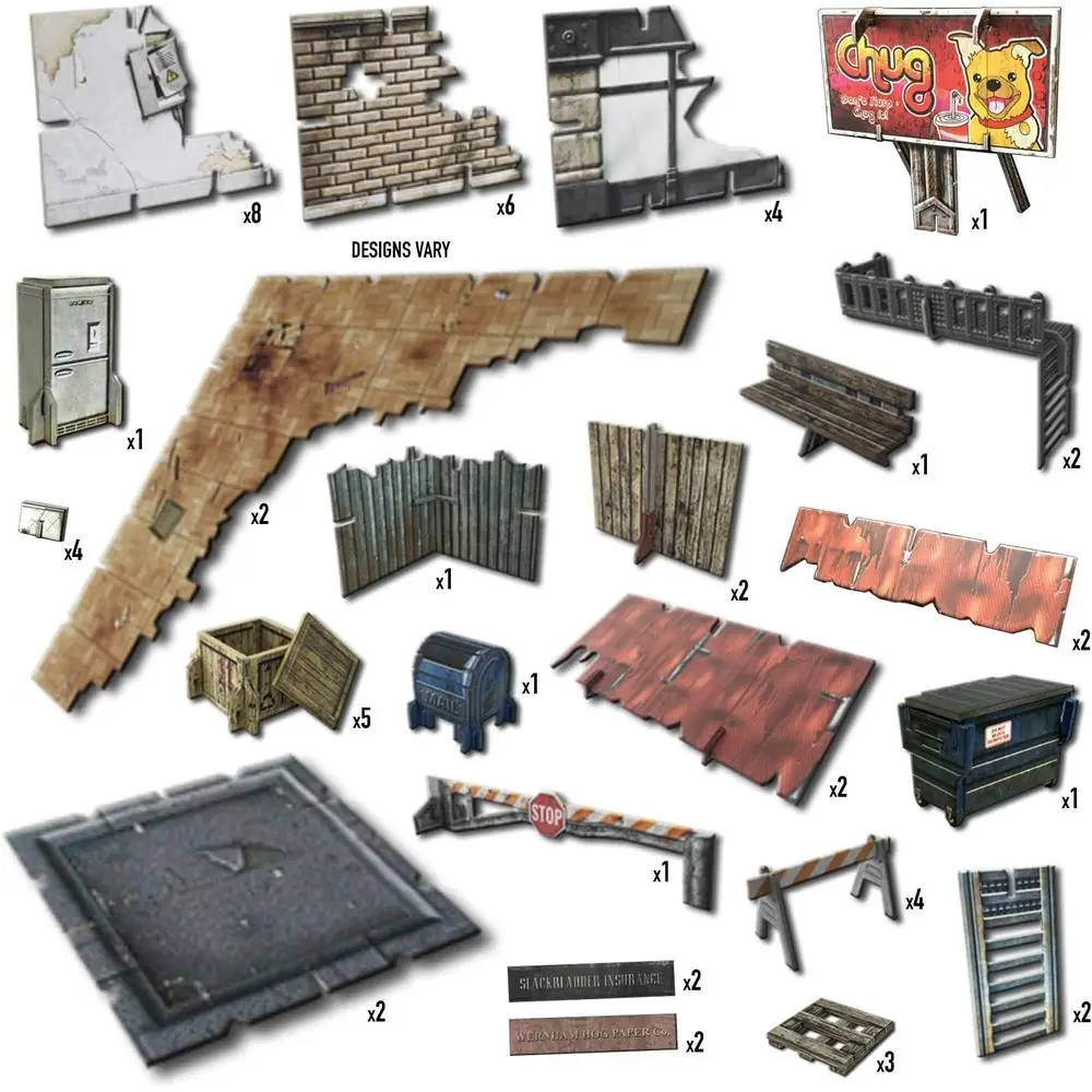 Urban Apocalypse City Block Terrain Set for 28-35mm RPG/Wargames, 40k, Crisis Protocol, Modern & Zombie Scenarios