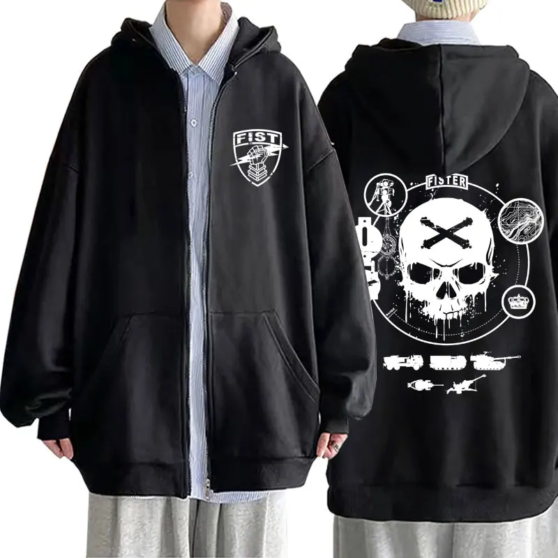 

Fist Forward Observations Group Zipper Hoodie Male Casual Skeleton Graphics Zip Up Hoodies Men's Gothic Oversized Zip Up Jacket