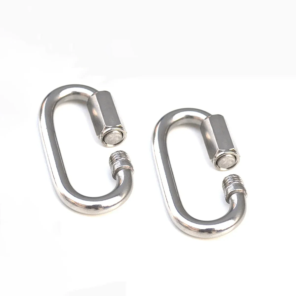 M3-M14 304/316 Stainless Steel Oval Locking Carabiner Clip Tow Chain Quick Links Rope Connector for Trailer Threaded Quick Link